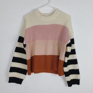 Francesca’s Harper Heritage Dinora‎ Color Block Knit Sweater Size Small